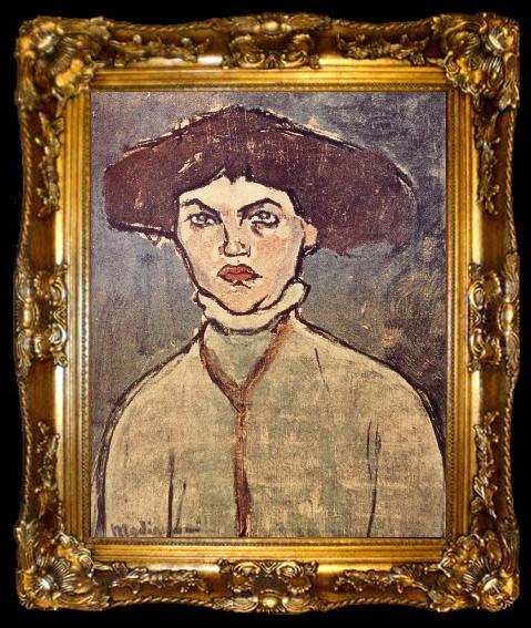 framed  Amedeo Modigliani Head of a young woman, ta009-2